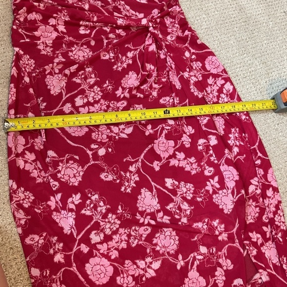 House of Harlow Floral Mesh Front Slit Pink Midi Dress Size Medium - Picture 10 of 11